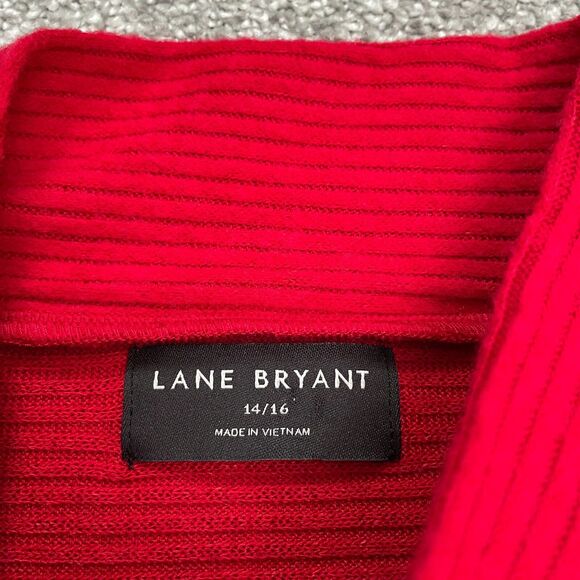 Lane Bryant Mock Neck Tunic Ribbed Knit Pullover Sweater Women 14/16 Red Stretch - Picture 3 of 11